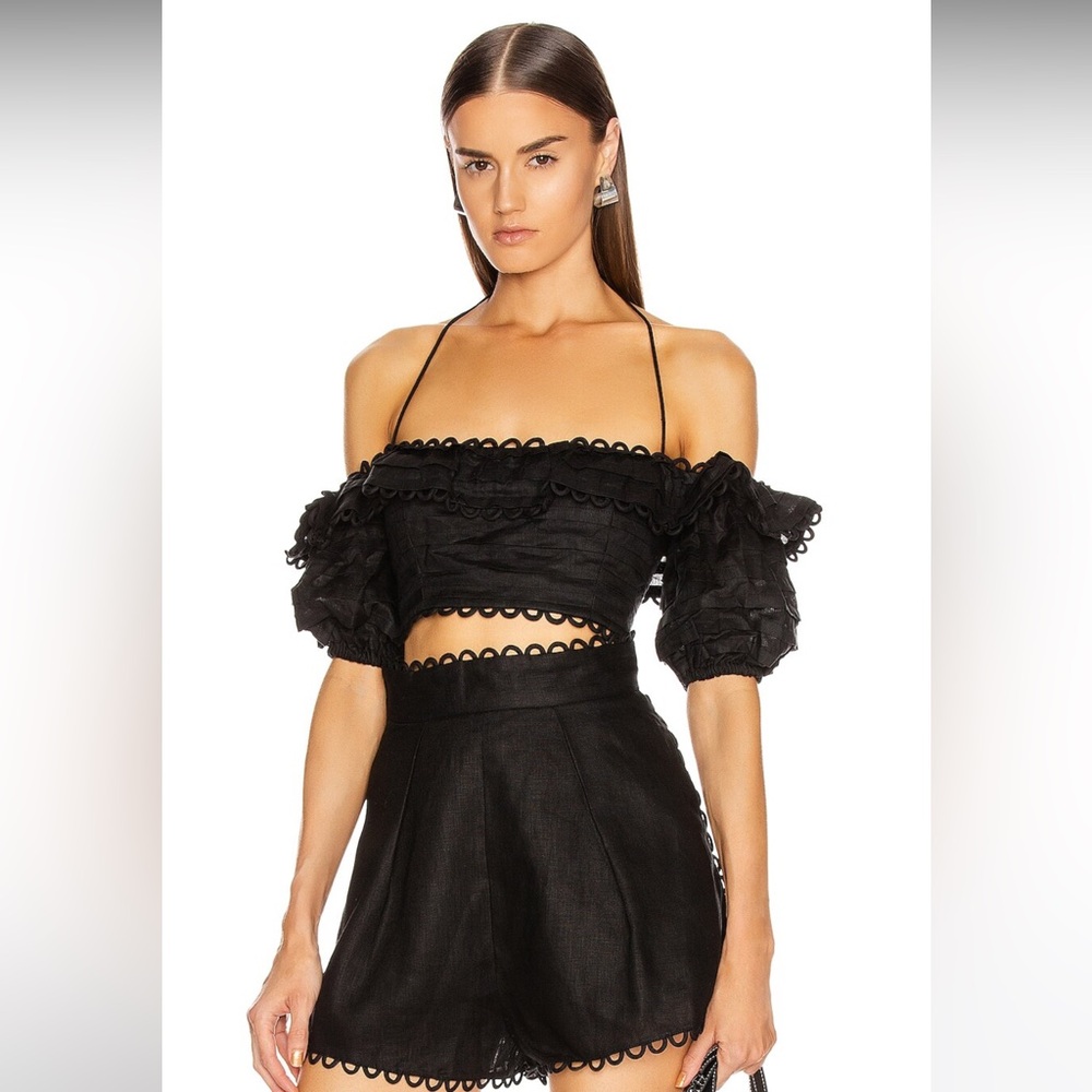 Never worn black Zimmermann crop top with tags size us 4